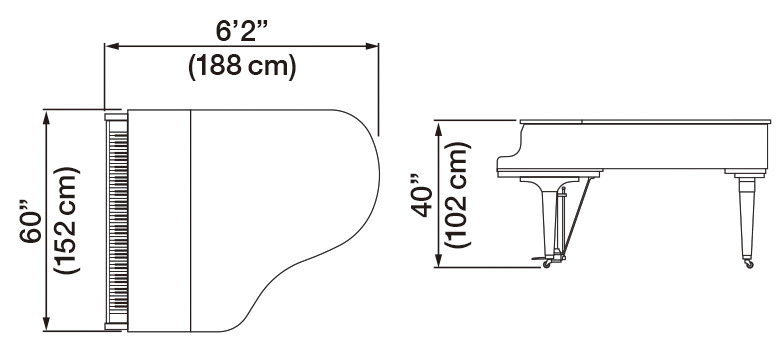 Kawai GL-50 Grand Piano Dimensions